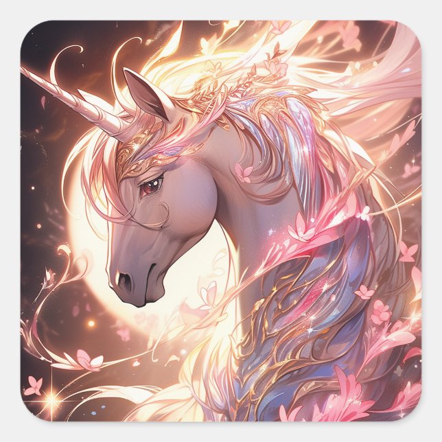 Unicorn Fantasy Art Square Sticker (Front)
