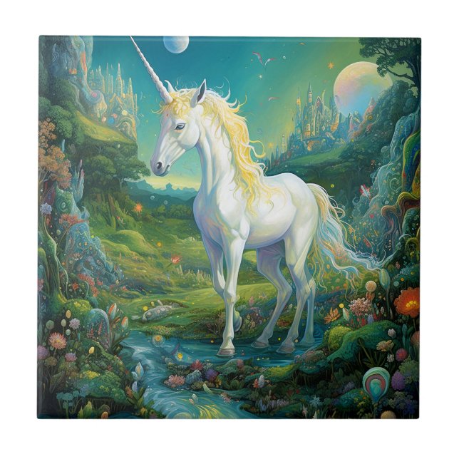 Unicorn Fantasy Art Tile (Front)