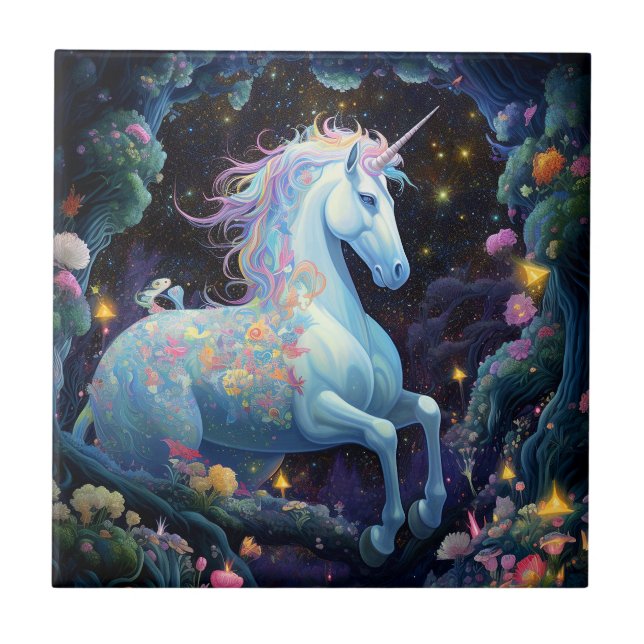 Unicorn Fantasy Art Tile (Front)