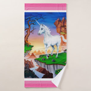 Unicorn fantasy bathroom bath towel pinks