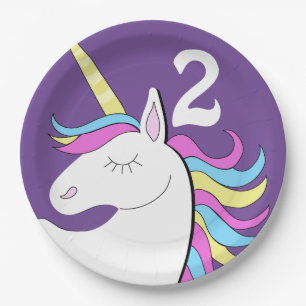 Unicorn Fantasy Birthday Age  Paper Plate