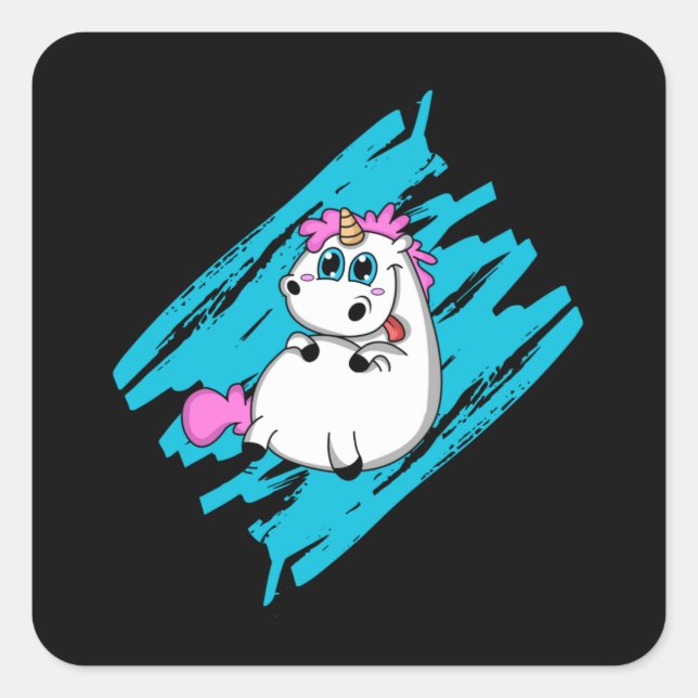 Unicorn Fantasy Cute Animals Funny Rainbow Gift Square Sticker (Front)