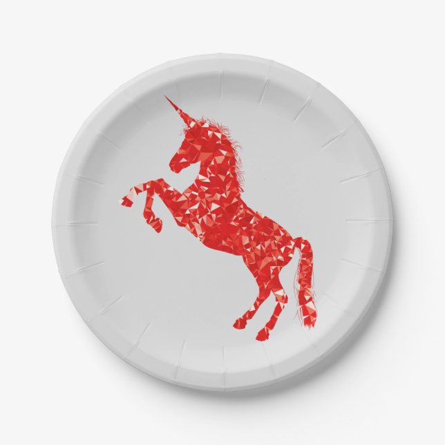 Unicorn fantasy girl's birthday party paper plate (Front)