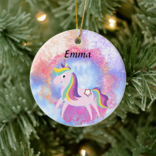 unicorn fantasy magical world ceramic ornament