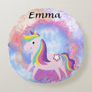 unicorn fantasy magical world round pillow