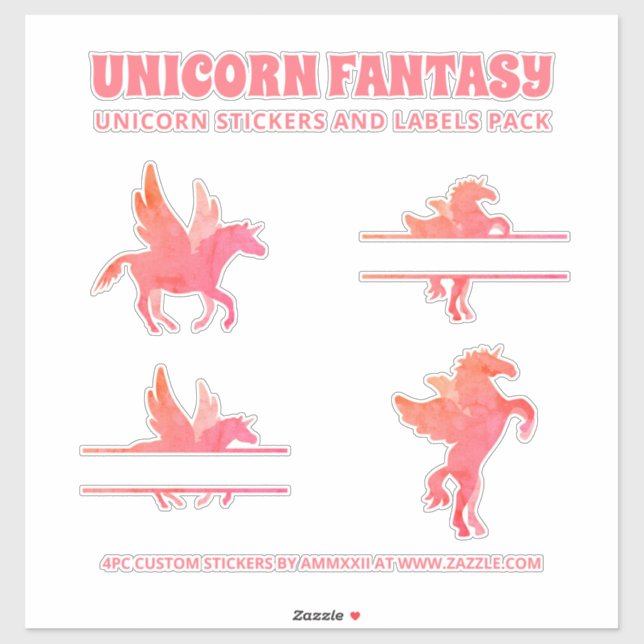 Unicorn Fantasy Monogram Sticker Pack (Sheet)