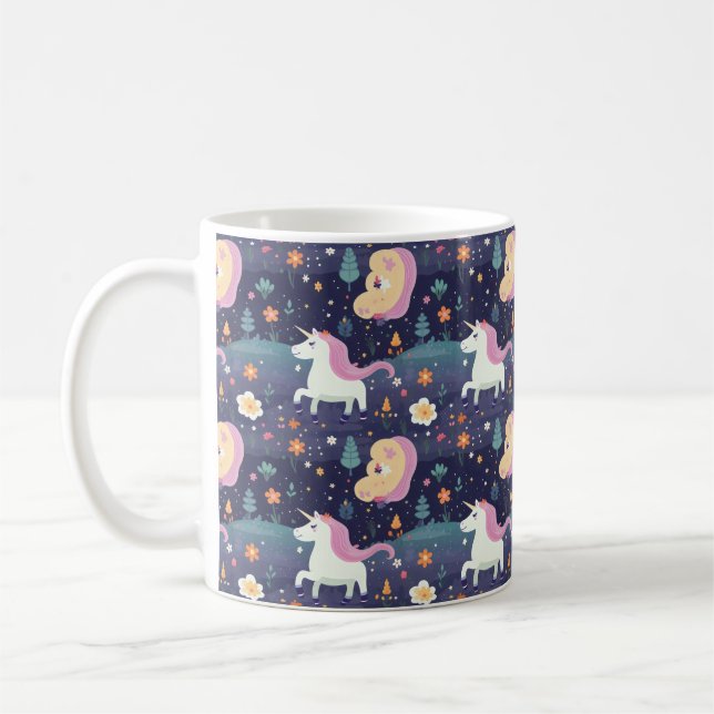 Unicorn Fantasy Pattern Coffee Mug (Left)