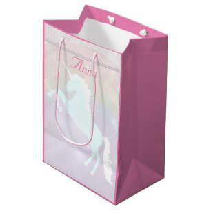 unicorn fantasy pink and purple medium gift bag