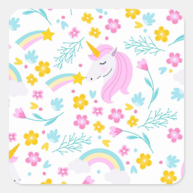 Unicorn Fantasy Square Sticker (Front)