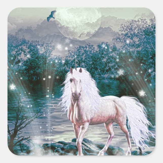 Unicorn Fantasy Square Sticker (Front)