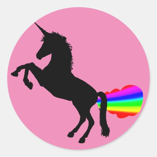 Unicorn farine arc-en-ciel autocollant rose (Devant)