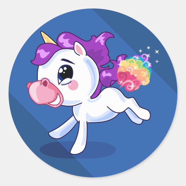 Unicorn Farts Classic Round Sticker (Front)