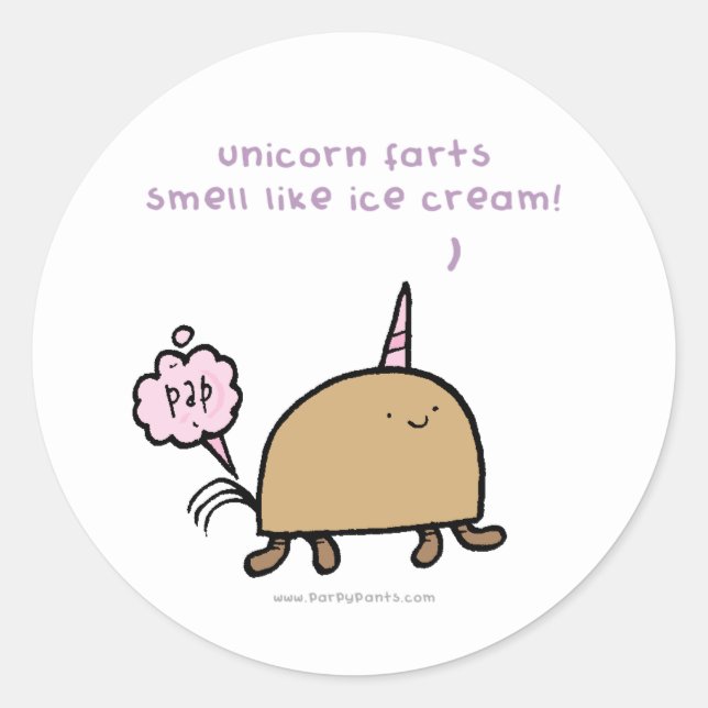 Unicorn farts smell like ice cream Sticker (Front)