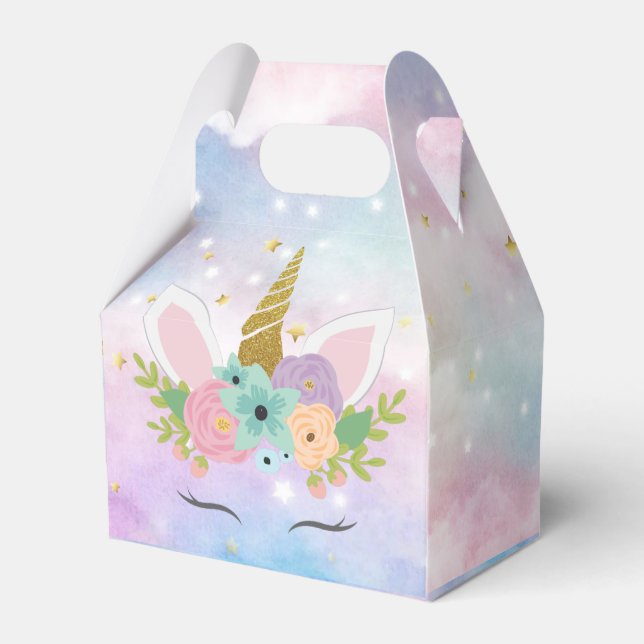 Unicorn favour box birthday party personalized (Front Side)