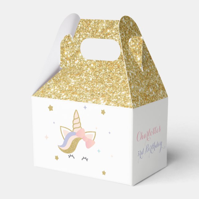 Unicorn favour boxes, Birthday party decorations Favor Box (Front Side)