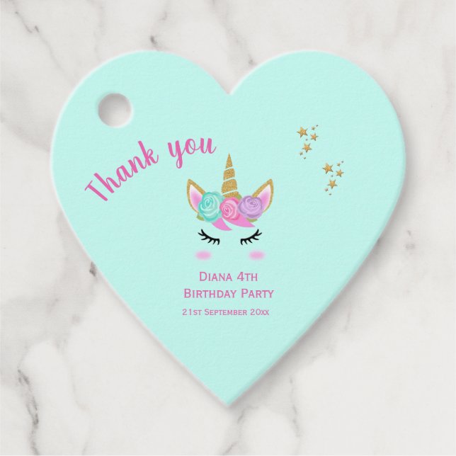 Unicorn Favour tag (Front)