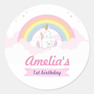 Unicorn favours sticker, Unicorn party sticker