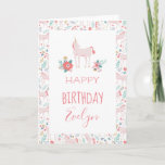 Unicorn Fields Birthday Card<br><div class="desc">Adorable personalized birthday card with a pink unicorn illustration.</div>
