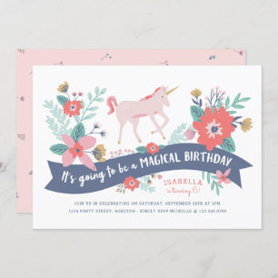 Unicorn Fields Invitation de fête d'anniversaire