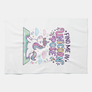 Unicorn Find Me in Unicorn Pose Print Ready POD Ar Kitchen Towel