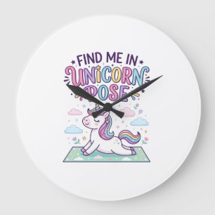 Unicorn Find Me in Unicorn Pose Print Ready POD Ar Large Clock