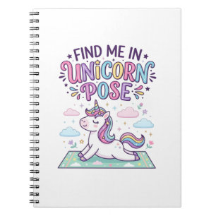Unicorn Find Me in Unicorn Pose Print Ready POD Ar Notebook