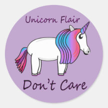Unicorn Flair Don't Care Sticker
