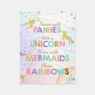 Unicorn Fleece Banket Mermaids Magical Girl Pink Blanket