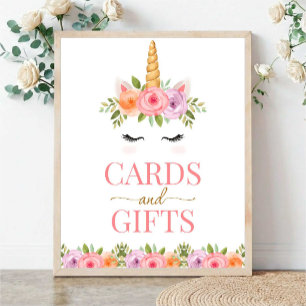Unicorn Floral Cards and Gifts Sign