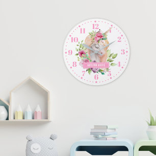 Unicorn Floral Kids Wall Clock