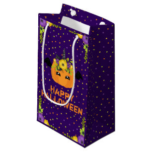 Unicorn Floral Pumpkin Happy Halloween Purple Smal Small Gift Bag