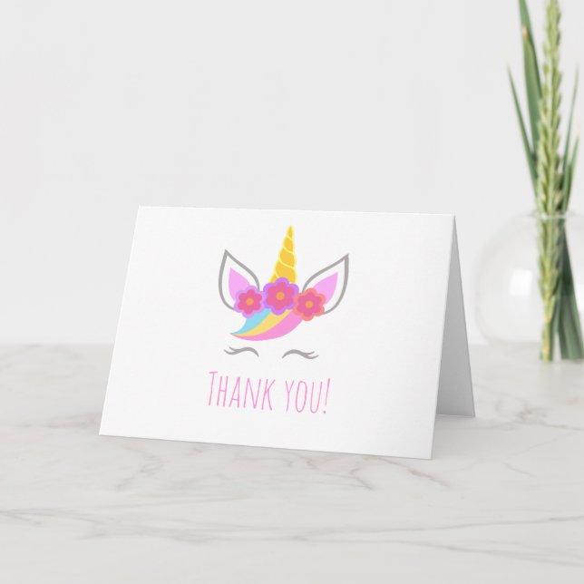 Unicorn Floral Thank You Card (Front)