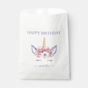 Unicorn floral watercolor birthday favour bag