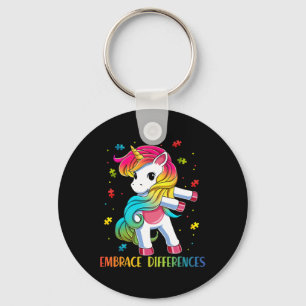Unicorn Flossing Puzzle Piece Autism Awareness Gir Keychain