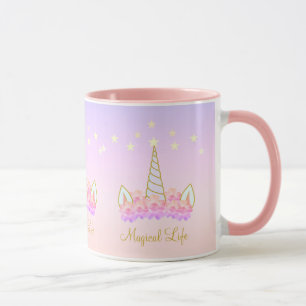 Unicorn Flowers and Stars Mug