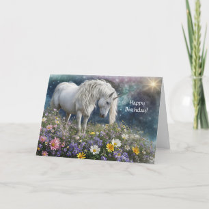 Unicorn Flowers General Birthday Mystical Mythical Card