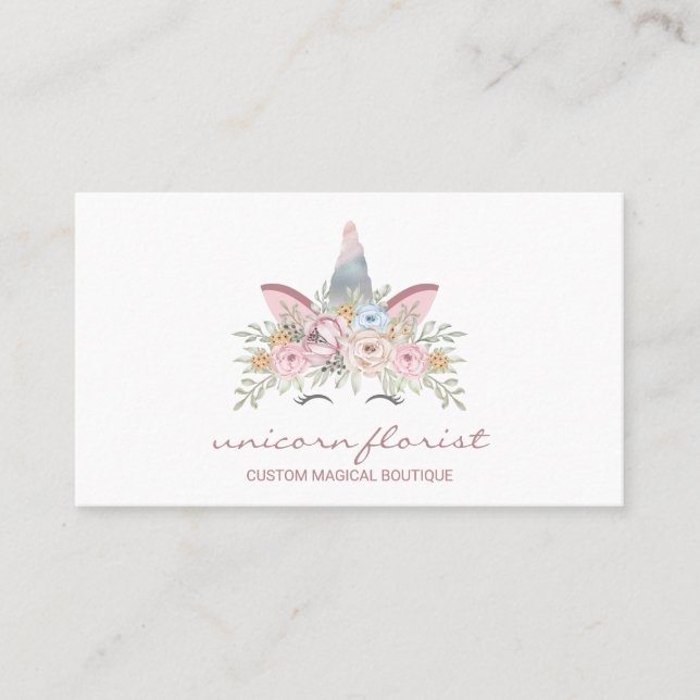 Unicorn Flowers Magic Business Card (Front)