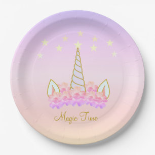 Unicorn Flowers & Stars Magic Paper Plate