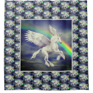 Unicorn Flying Over Rainbow Animal Art  