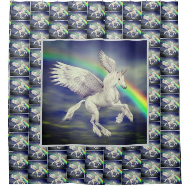 Unicorn Flying Over Rainbow Animal Art   (Front)