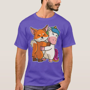 Unicorn & Fo Kawaii Cute Animals for Women Cuddlin T-Shirt