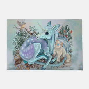 Unicorn Foal Cozy Cuddles Holiday Doormat