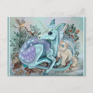 Unicorn Foal Cozy Cuddles  Holiday Postcard