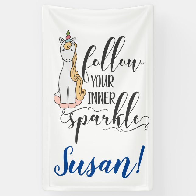 Unicorn Follow Your Inner Sparkle (Colour) Party Banner (Vertical)