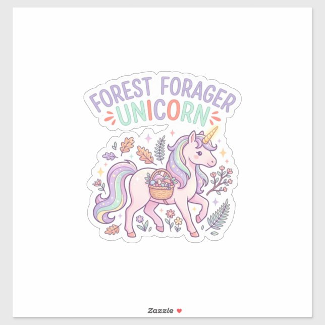 Unicorn Forest Forager Unicorn Graphic Design Whit (Sheet)
