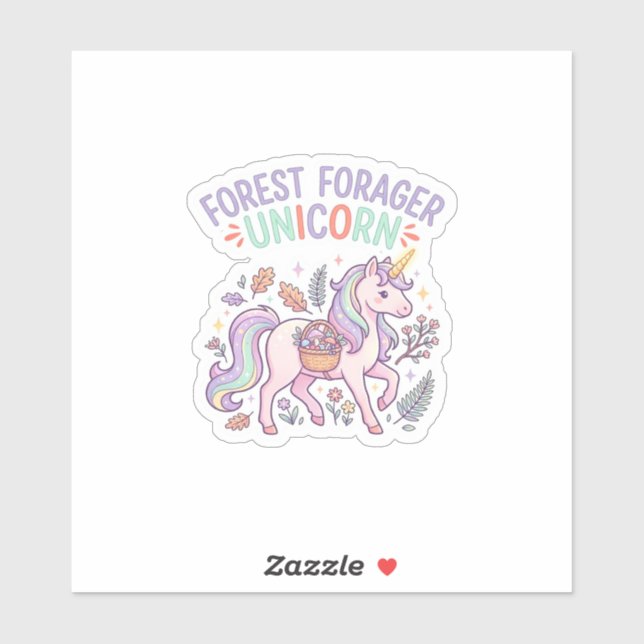 Unicorn Forest Forager Unicorn Graphic Design Whit (Sheet)
