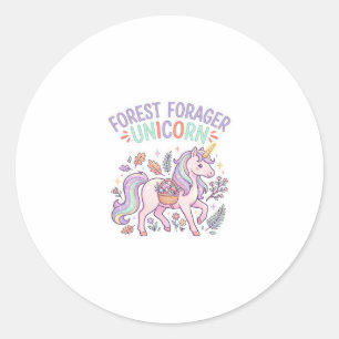 Unicorn Forest Forager Unicorn Graphic Design Whit Classic Round Sticker
