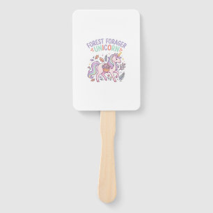 Unicorn Forest Forager Unicorn Graphic Design Whit Hand Fan