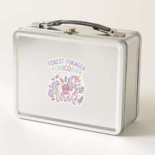 Unicorn Forest Forager Unicorn Graphic Design Whit Metal Lunch Box