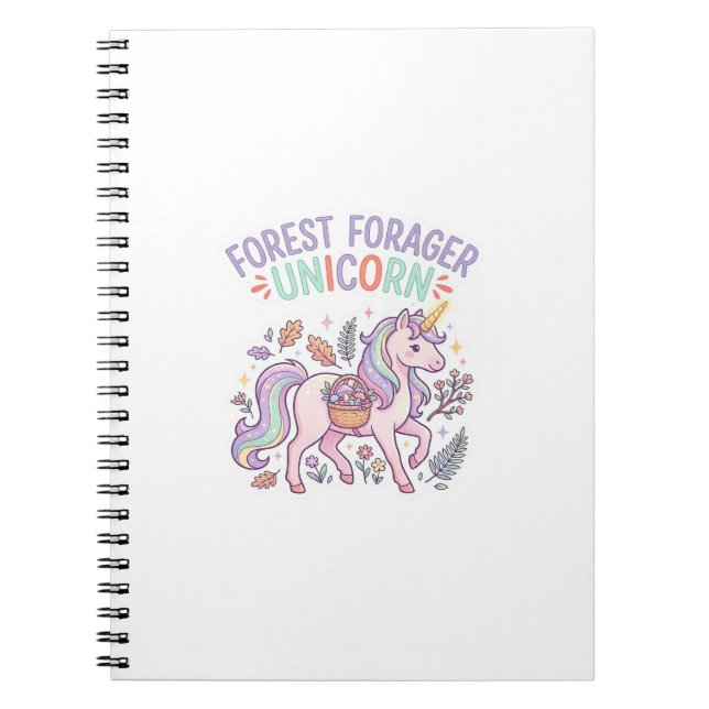 Unicorn Forest Forager Unicorn Graphic Design Whit Notebook (Front)